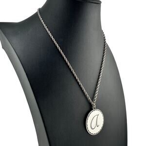 John Wind Initial A Sorority Girl Maximalist Silver Tone Pendant 16” Necklace